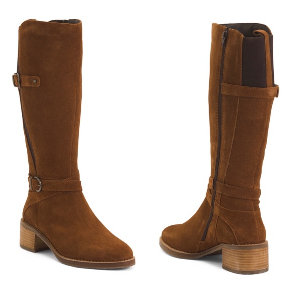 Elegant Tan Suede Heeled Boots - Picture 1 of 2